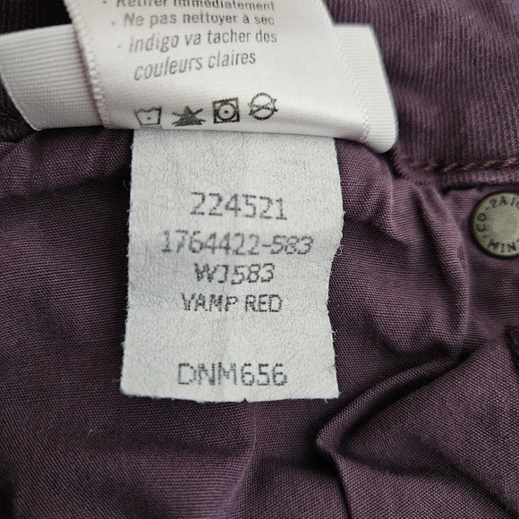 Paige Verdugo Ankle Skinny Jeans Vamp Red Purple Slim Denim 26 - Picture 7 of 7